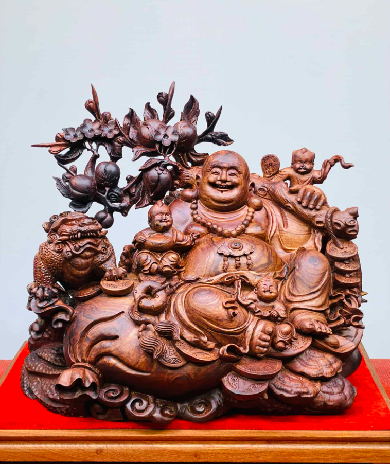 Tượng gỗ Tam Phúc Di Lặc.png